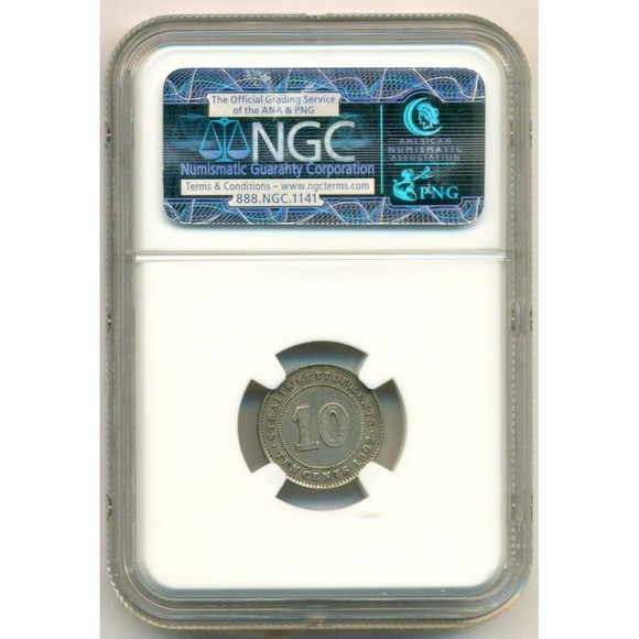 Straits Settlements (Malaysia) Silver 1902 10 Cents Edward VII XF45 NGC - Picture 2 of 4